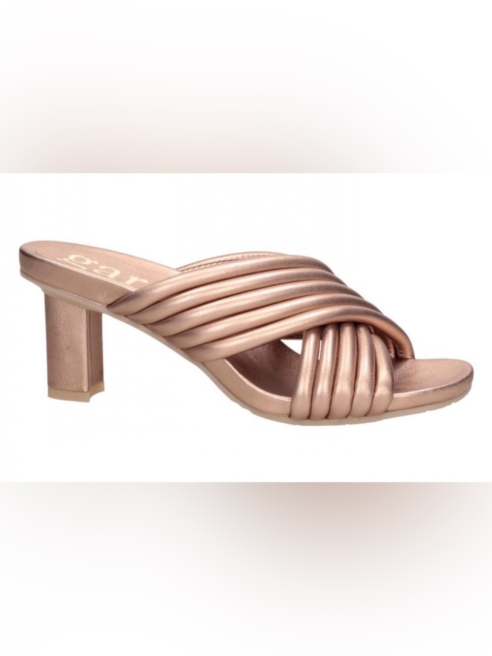 Pedro Garcia Nappa Leather Slip-On Metallic Criss Cross/Geo Heel Sandal: 7.5